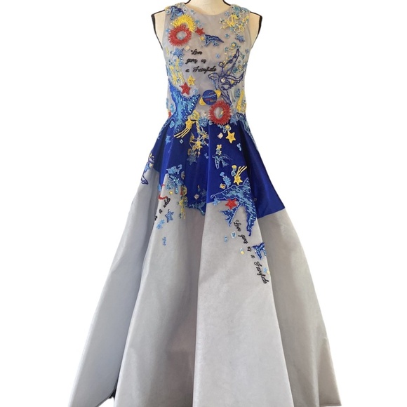 MISCHKA AOKI BLUE VELVET COUTURE GOWN - Picture 1 of 6